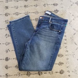 Loft straight crop blue Jean frayed cut hem 30 10
